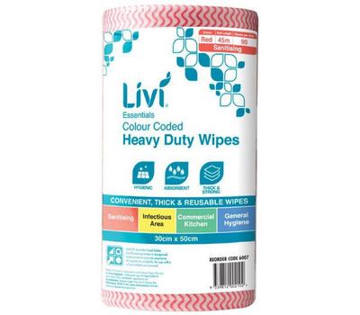 image of Livi Chux Wipe Roll 90/Sht - Red