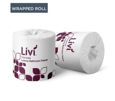 image of Livi Impressa Toilet Paper Wrapped Embossed 3 Ply 225 Sheets, Carton of 48 Rolls