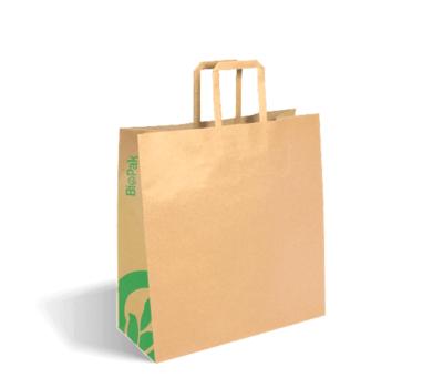 image of Biopak Kraft Paper Bags with handle Small 200 pack