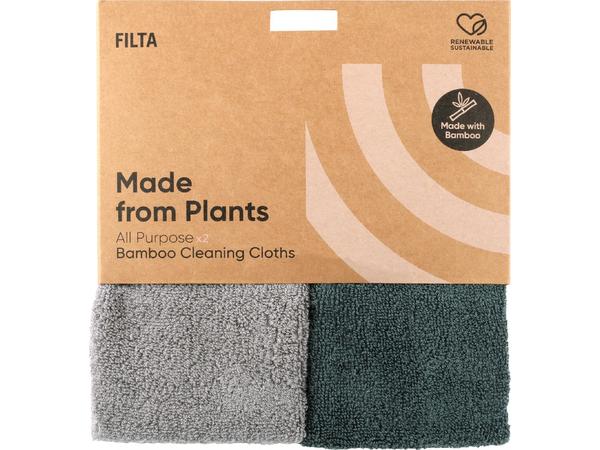 product image for FILTA BAMBOO NATURAL CLEAN CLOTH - GREY/GREEN 2 PACK