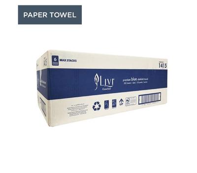 image of Livi Essentials Slimfold Premium Paper Towels Blue 2 Ply, Carton of 20 Packs