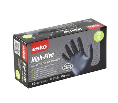 image of ESKO HIGH FIVE industrial black nitrile disposable gloves 100pk 