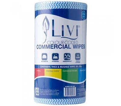 image of Livi Chux wipe Roll Blue 300 X 500mm - Roll of 90 wipes