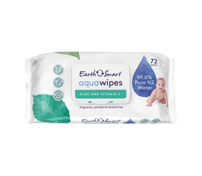 image of EarthSmart Aqua baby wipes 72 pack