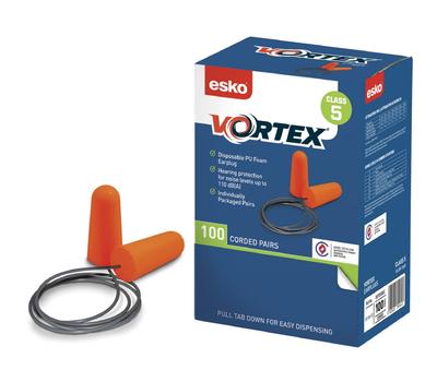 image of Esko Vortex Earplugs Orange Corded 100 pairs