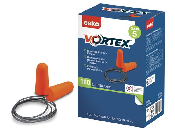 product image for Esko Vortex Earplugs Orange Corded 100 pairs