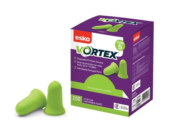 product image for Esko Vortex earplugs, hi-vis green, bell-shaped, box 200 uncorded pairs