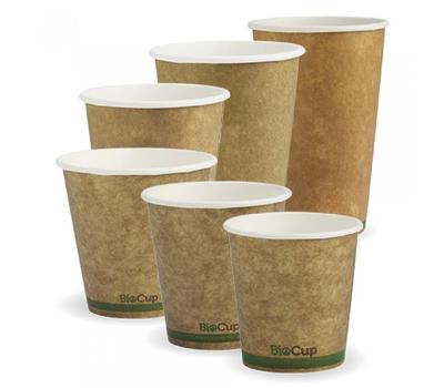 image of Biopak Kraft Green Stripe Single Wall cups