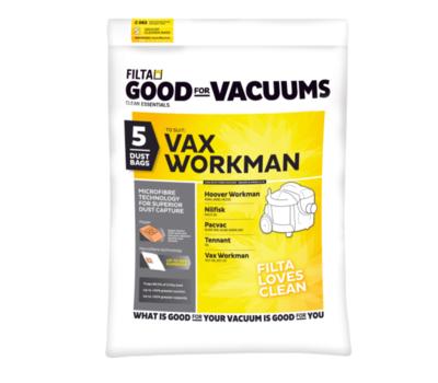 image of FILTA PACVAC GLIDE, VAX WORKMAN SMS MULTI LAYERED VACUUM CLEANER BAGS 5 PACK (C062)