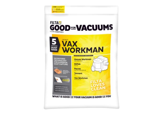 product image for FILTA PACVAC GLIDE, VAX WORKMAN SMS MULTI LAYERED VACUUM CLEANER BAGS 5 PACK (C062)