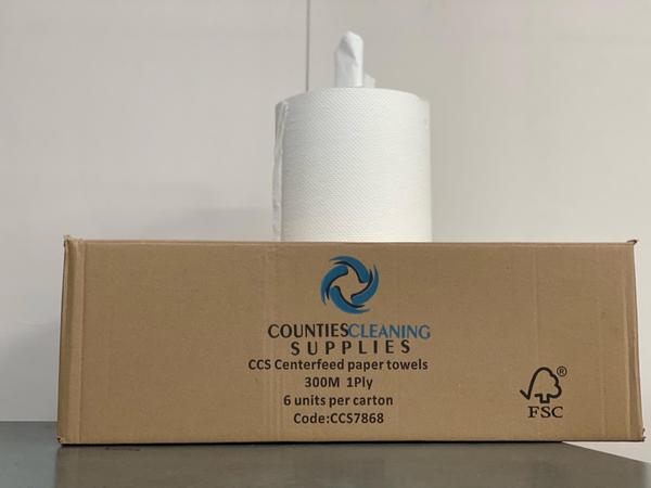product image for CCS Centrefeed 1ply 300M White Rolls 6 pack