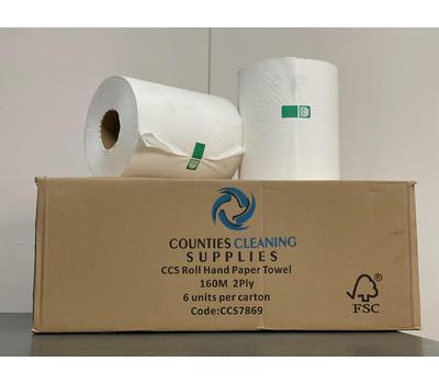 image of CCS 2ply 160M Hand Towel Rolls 6 pack