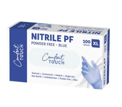 image of Comfort Touch Blue Nitrile Powder Free Gloves 100 pack (XL)