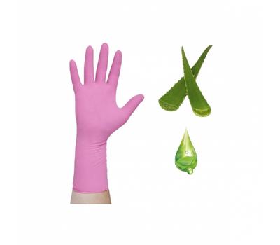 image of Pink Nitrile Gloves with Aloe Vera