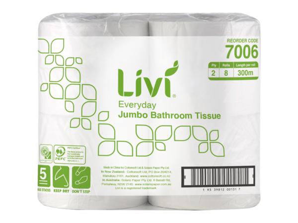 product image for Livi Everyday Jumbo 2ply Toilet Rolls 300m 8 pack
