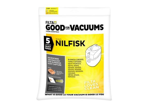 product image for NILFISK GD/ VP 300, 600 SERIES MICROFIBRE VACUUM CLEANER BAGS 5 Pack - C011