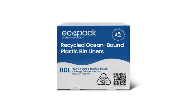 gallery image of Ecopack 80L Ocean-Bound Plastic Bin Liners in Dispenser Box
