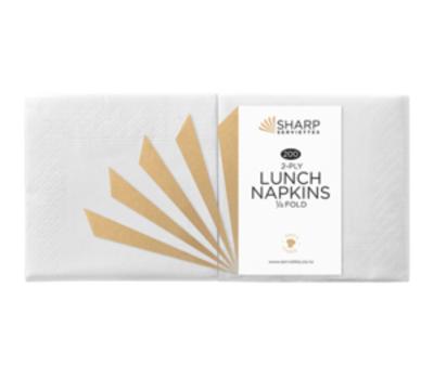 image of Sharp 2-Ply Luncheon Serviettes (White) 3000/Ctn