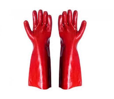 image of Pvc Gauntlet Gloves 45Cm (Red - Single Dipped) Pair