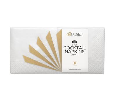 image of Sharp 2-Ply Cocktail Serviettes (White) 3000/Ctn