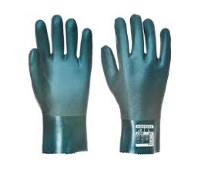 image of Pvc Gauntlet Gloves 27cm (Green - Double Dipped)