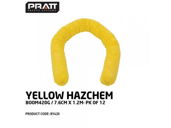 product image for PRATT YELLOW HAZCHEM Chemical Sock BOOM 420G / 7.6CM X 1.2M  12 pack