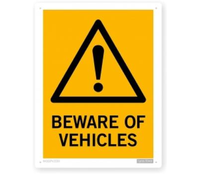 image of Beware of vehicles sign