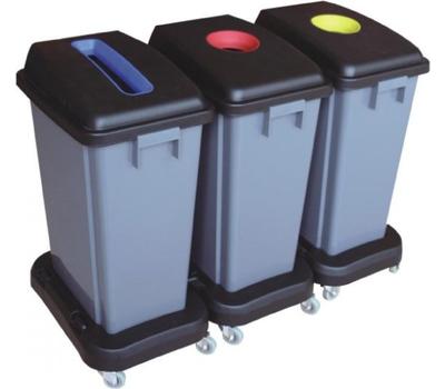 image of Recycling Bin 3 bins with wheels