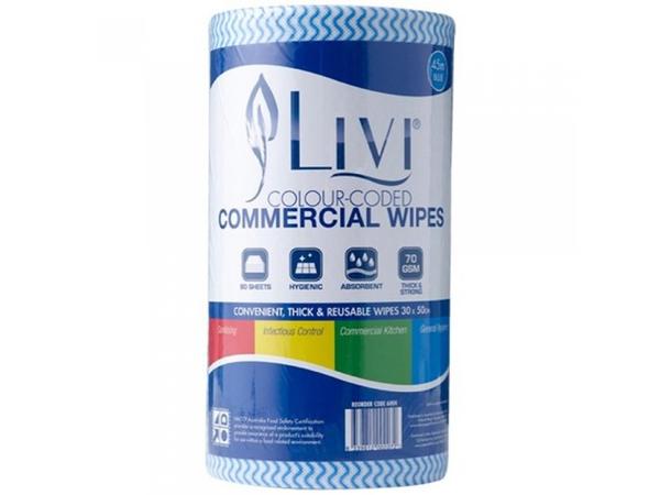 product image for Livi Chux wipe Roll Blue 300 X 500mm - Roll of 90 wipes