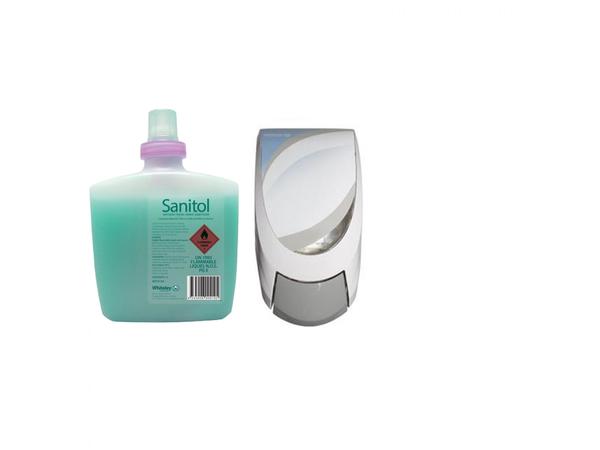 product image for Sanitol Hand sanitiser and dispenser deal