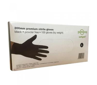 image of Pomona Black Nitrile Gloves 100 pk powder free