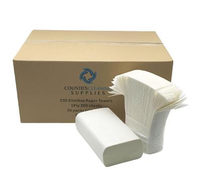 image of CCS Slimline hand paper towel 1 Ply 200 sheets 