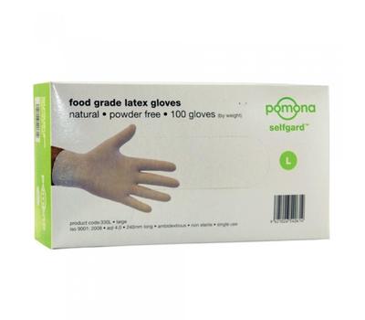 image of Pomona Disposable Latex gloves White powder free 100pk