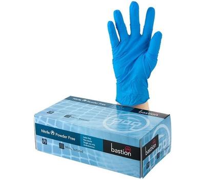 image of Bastion nitrile soft blue Gloves powder Free 100 pack Small