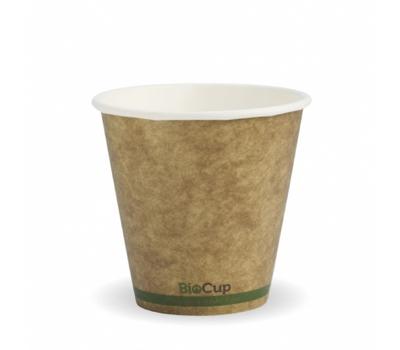 image of BioPak single wall hot Kraft Green Stripe Cup 280ml / 8oz (90mm) 