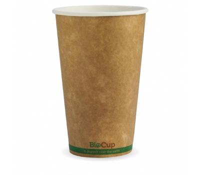 image of BioPak single wall hot Kraft Green Stripe Cup 510ml / 16oz (90mm)