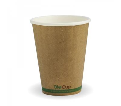 image of Biopak Double Wall Hot Kraft Green Stripe Cup 
