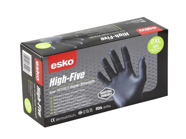 product image for ESKO HIGH FIVE industrial black nitrile disposable gloves 100pk 