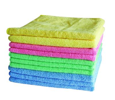 image of COMMERCIAL MICROFIBRE CLEANING CLOTH START UP PACK (3 BLUE/3 GREEN/2 PINK/2 YELLOW) 10 PACK
