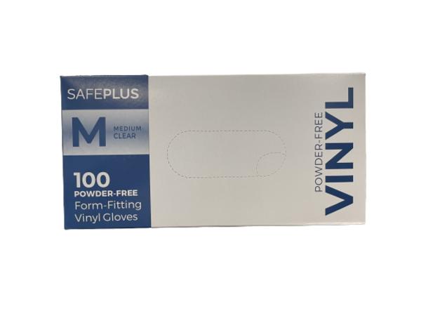 product image for Safeplus Vinyl  Gloves Clear powder free 100 pack Medium