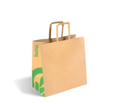 image of Biopak Kraft Paper Bags with handle Medium 200 pack