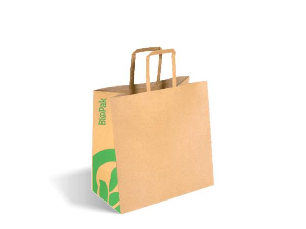 product image for Biopak Kraft Paper Bags with handle Medium 200 pack